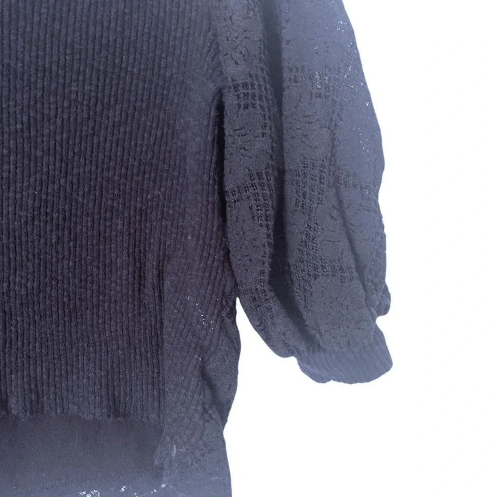 Anthropologie Eri + Ali‎ Black Floral Lace Top S